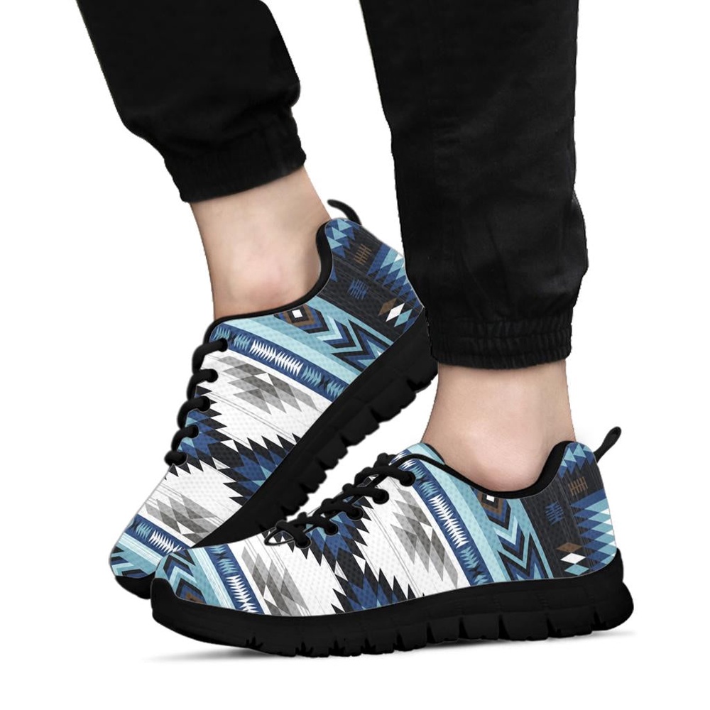 Native American Shoes, Blue Colors Pattern Sneaker