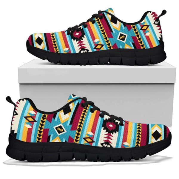 Native American Shoes, Blue & Red Pattern Sneaker