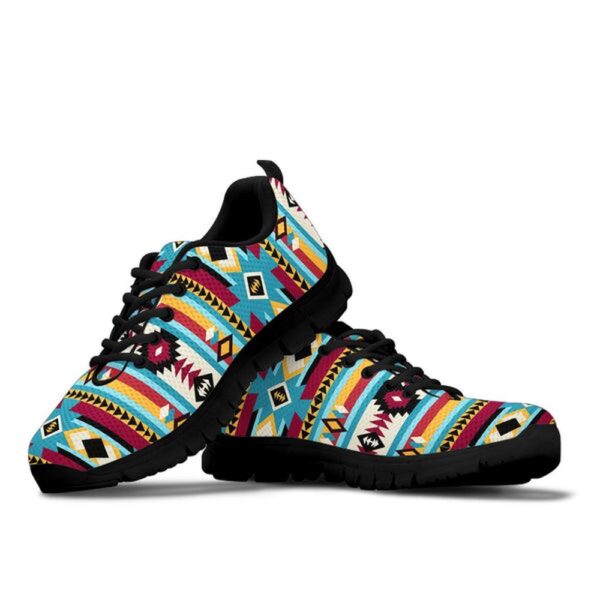 Native American Shoes, Blue & Red Pattern Sneaker