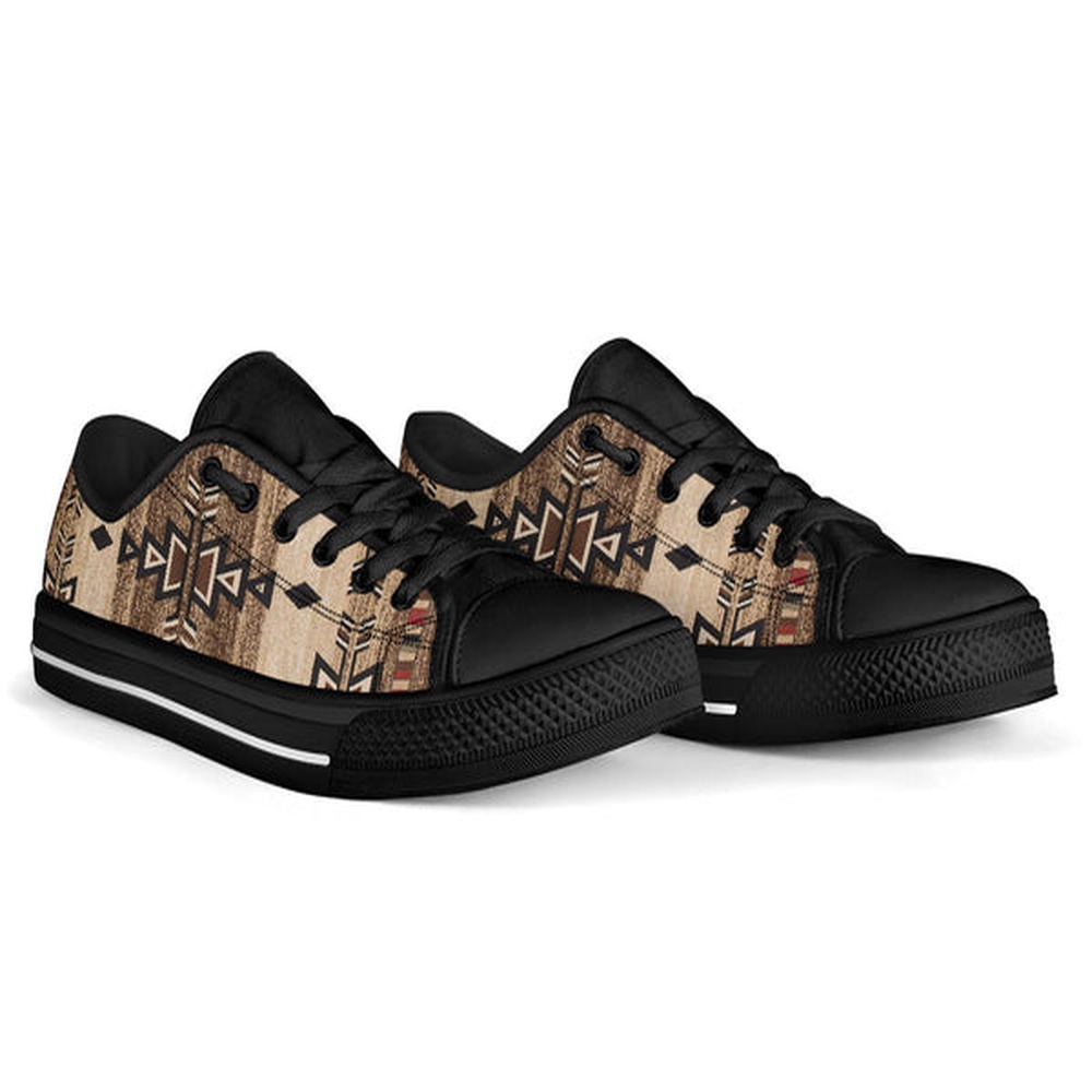 Native American Shoes, Brown Arrow Native No-Box Low Top Shoes, Native American Low Top Shoes
