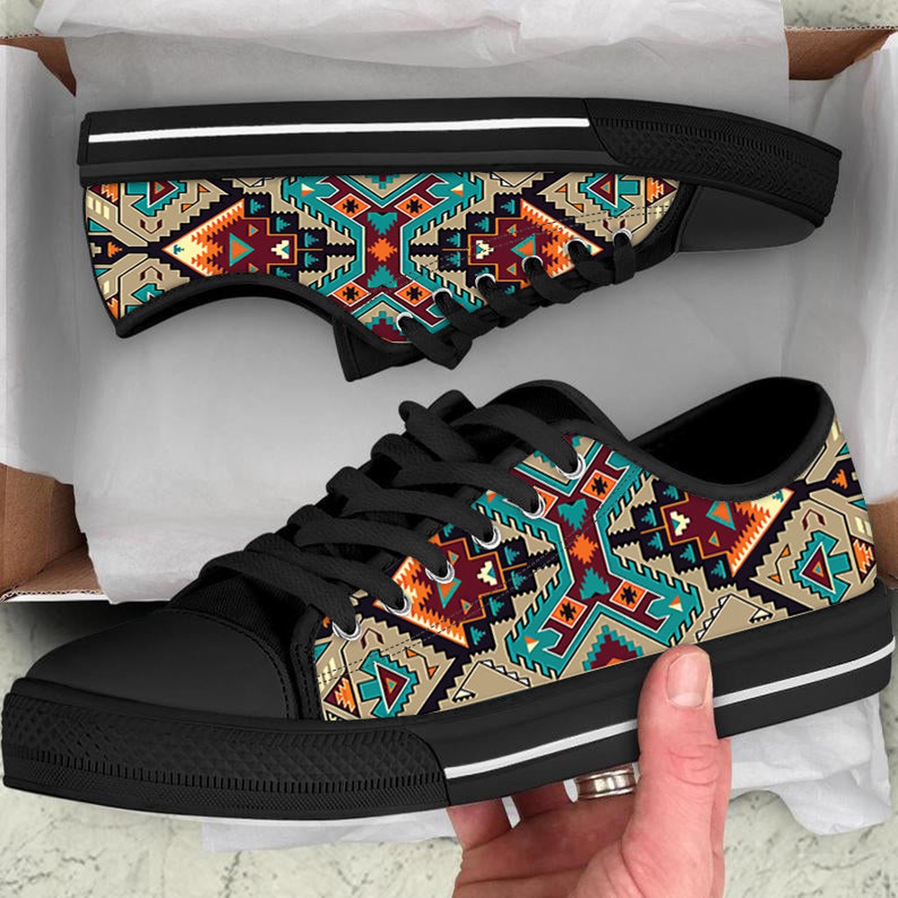 Native American Shoes, Culture Design Native American Low Top Canvas Shoe, Native American Low Top Shoes