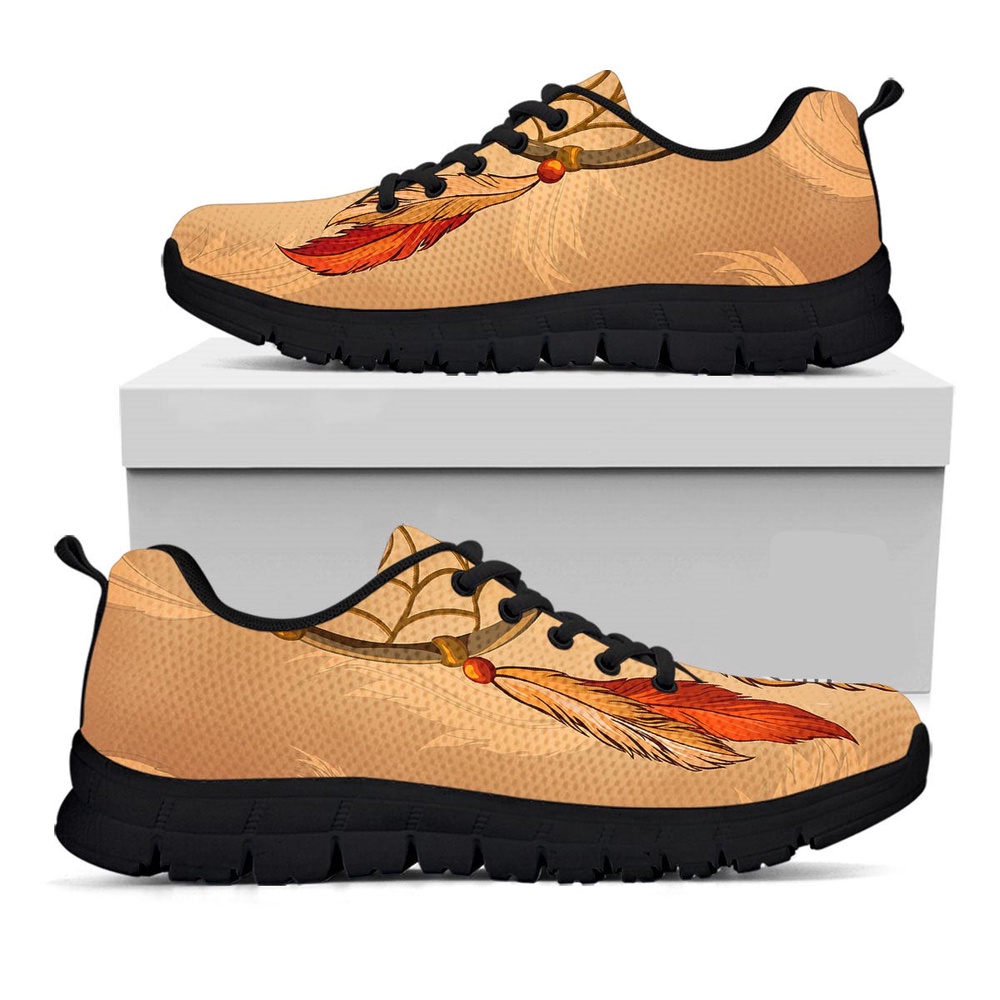 Native American Shoes, Dream Catcher Native American Print Black Sneaker