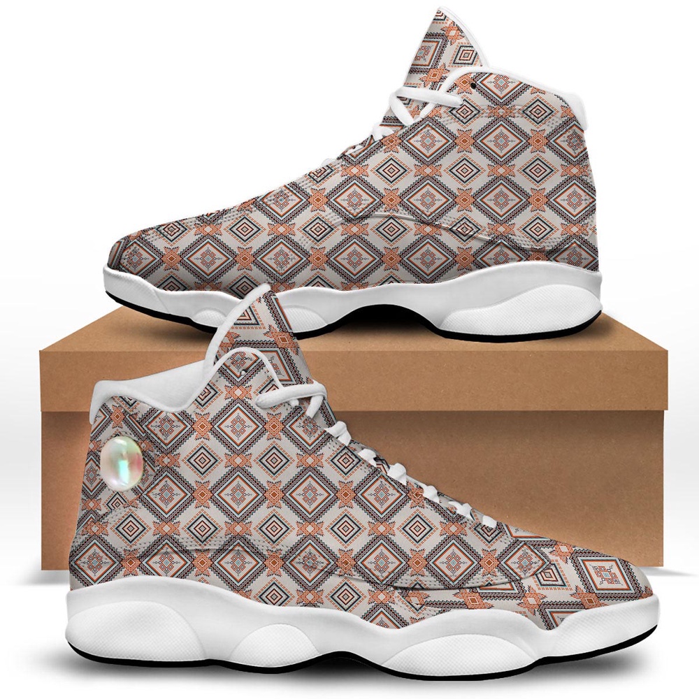 Native American Shoes, Geometric Native American Print Pattern White Basketball Shoes, Native American Basketball Shoes Native American Shoes, Geometric Native American Print Pattern White Basketball Shoes, Native American Basketball Shoes