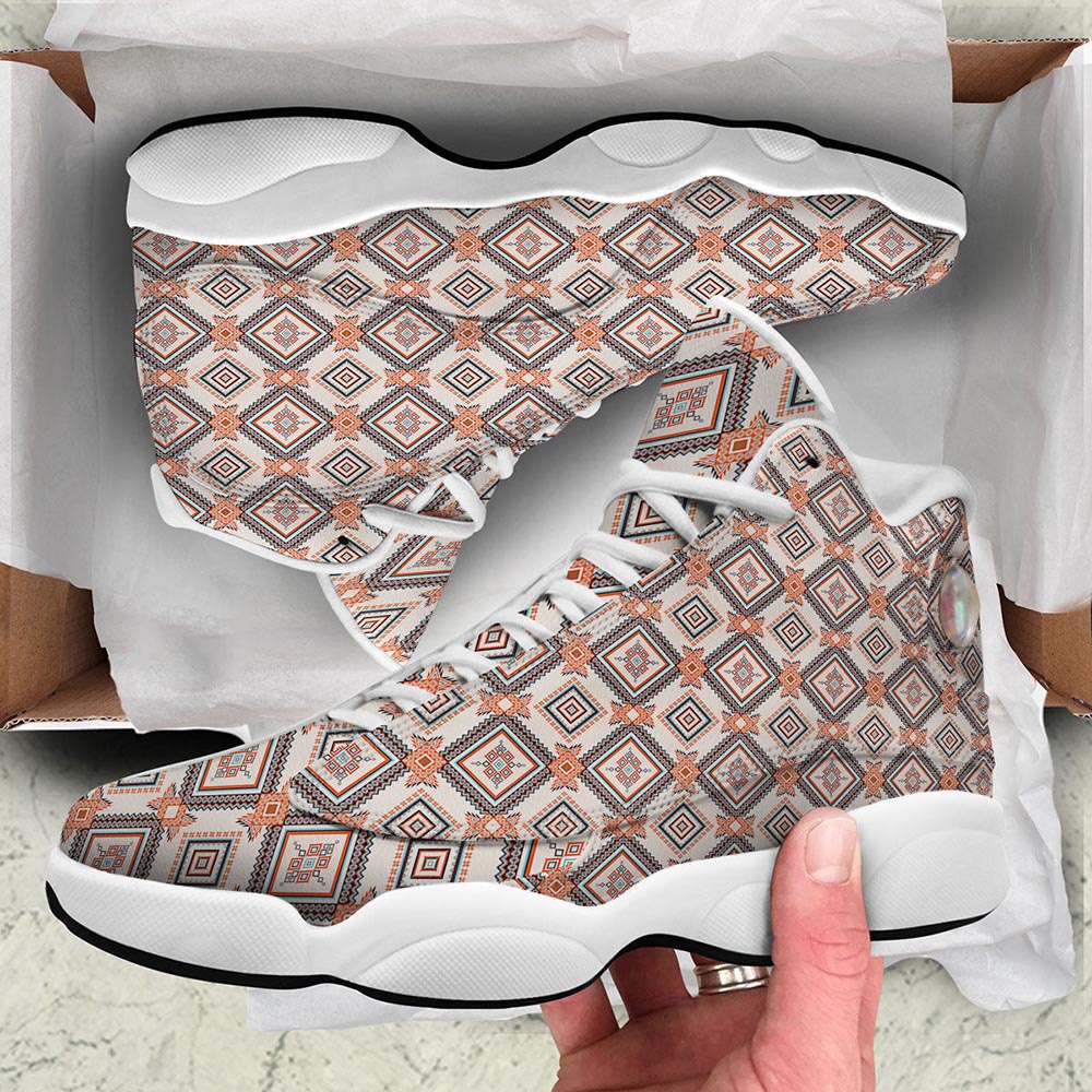 Native American Shoes, Geometric Native American Print Pattern White Basketball Shoes, Native American Basketball Shoes Native American Shoes, Geometric Native American Print Pattern White Basketball Shoes, Native American Basketball Shoes