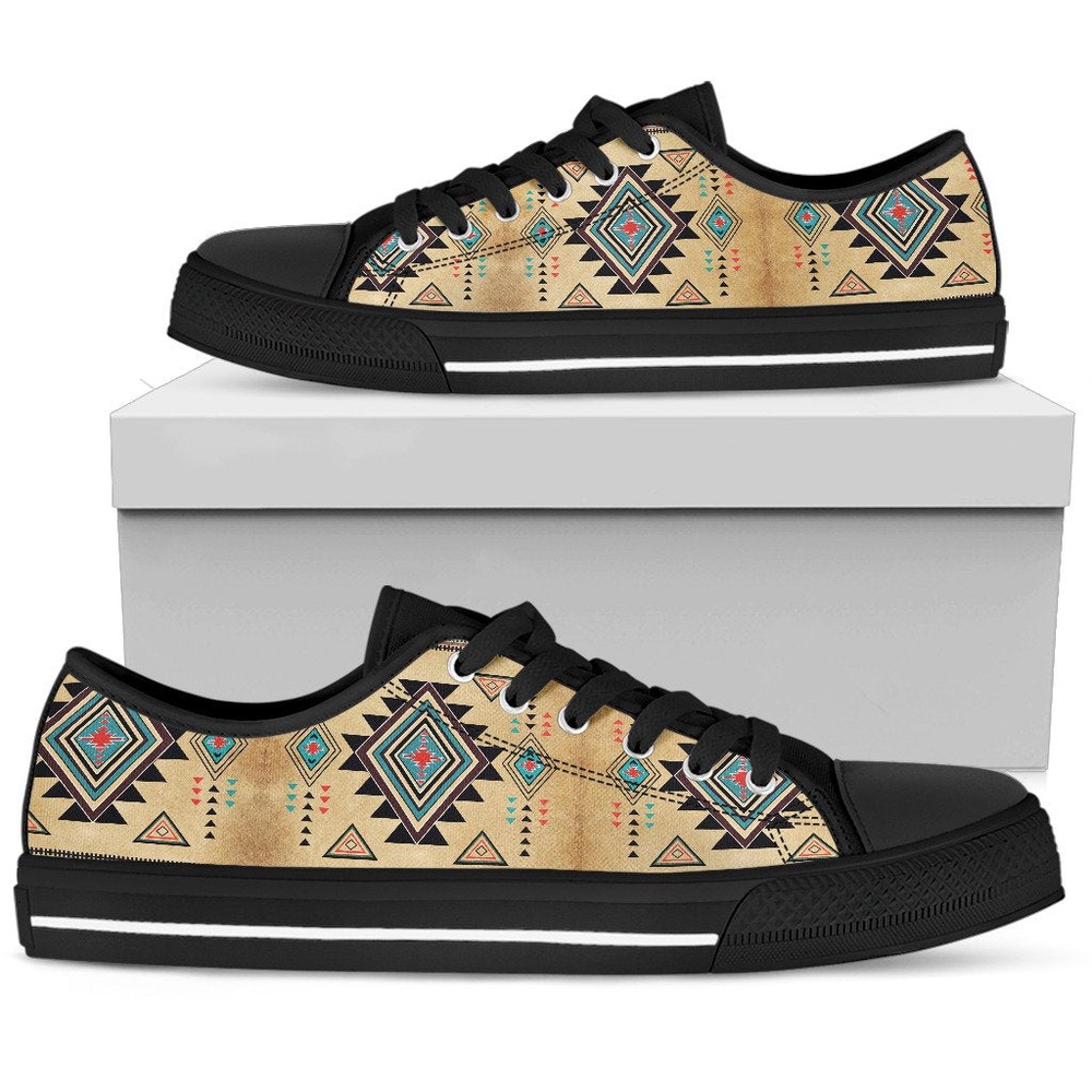 Native American Shoes, Geometric United Tribe Symbol Native American Pride Low Top Shoes, Native American Low Top Shoes