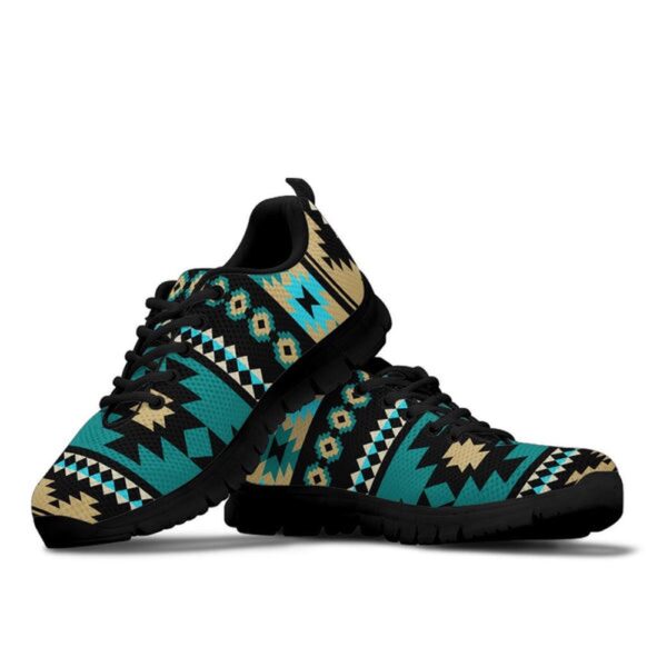 Native American Shoes, Green Ethnic Aztec Pattern Sneaker