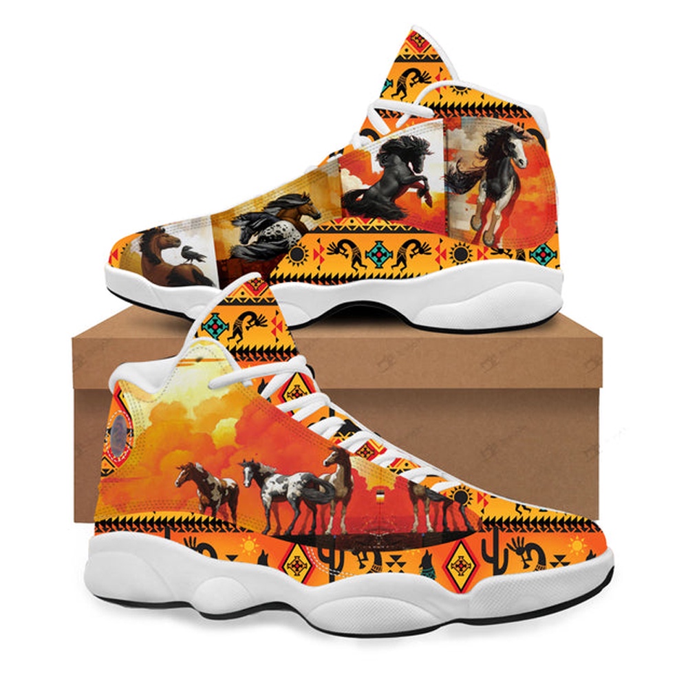 Native American Shoes, Horses Orange Background Native American Shoes, Native American Basketball Shoes Native American Shoes, Horses Orange Background Native American Shoes, Native American Basketball Shoes