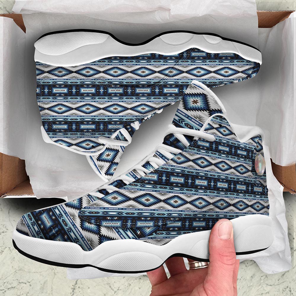 Native American Shoes, Indian Native American Print Pattern White Basketball Shoes, Native American Basketball Shoes