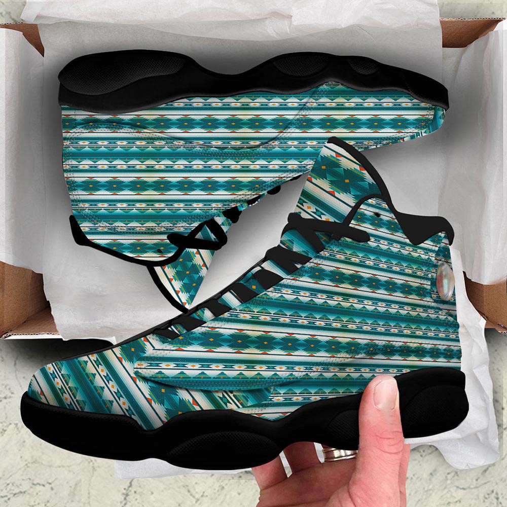 Native American Shoes, Native American Ethnic Print Pattern Black Basketball Shoes, Native American Basketball Shoes