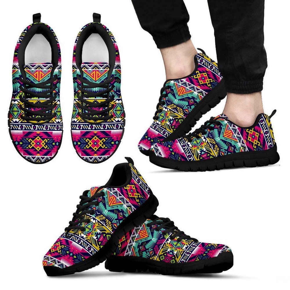Native American Shoes, Native American Indians Aztec Tribal Navajo Print Men Shoes Sneakers