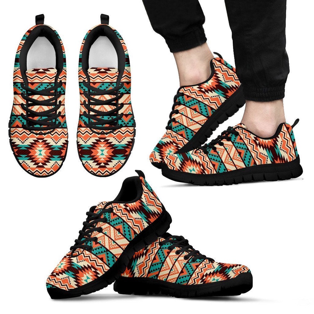 Native American Shoes, Native American Navajo Indians Aztec Tribal Print Men Shoes Sneakers