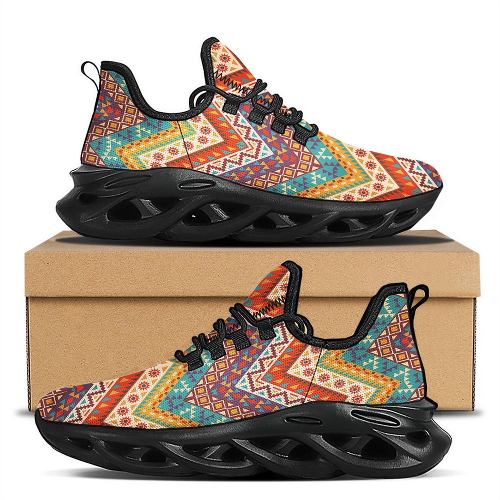 Native American Shoes, Native American Running Shoes, American Native Tribal Chevron Print Black Running Shoes Native American Shoes, Native American Running Shoes, American Native Tribal Chevron Print Black Running Shoes