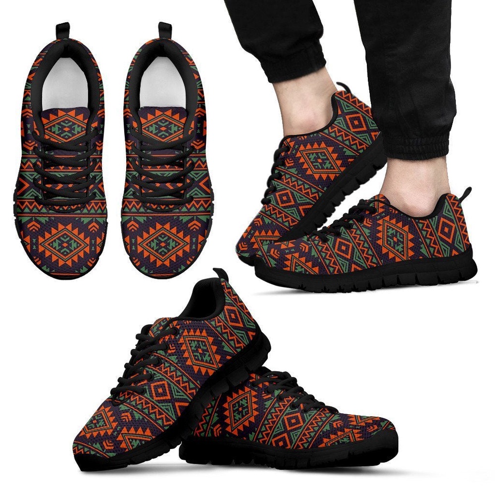 Native American Shoes, Native American Tribal Navajo Indians Aztec Print Men Shoes Sneakers