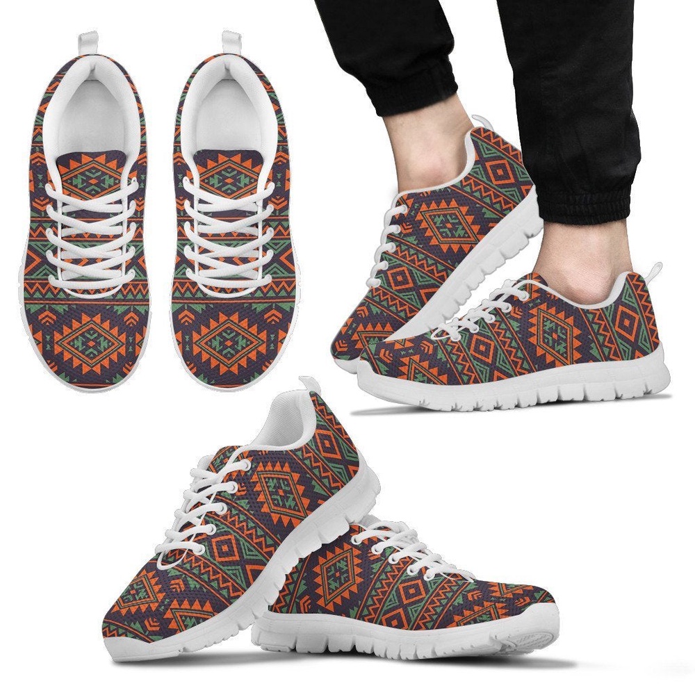 Native American Shoes, Native American Tribal Navajo Indians Aztec Print Men Shoes Sneakers