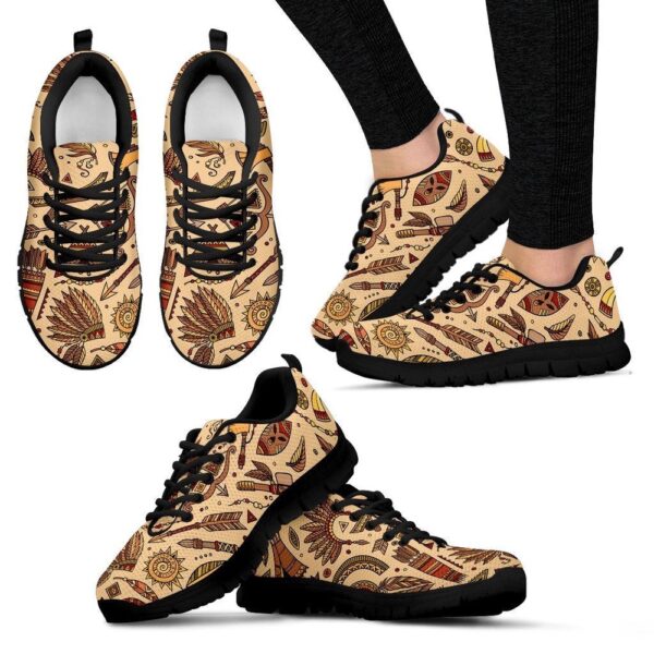 Native American Shoes, Navajo Tribal Aztec Native Indians American Print Women Shoes Sneakers