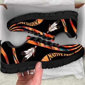 Native American Shoes, Orange Pattern Feather Native…