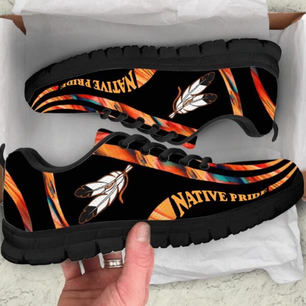 Native American Shoes, Orange Pattern Feather Native Sneaker