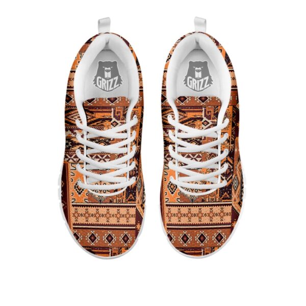 Native American Shoes, Patchwork Grunge Native American Print Pattern White Sneaker