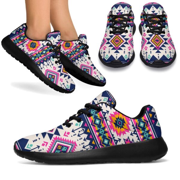 Native American Shoes, Pink Pattern Native Sport Sneakers