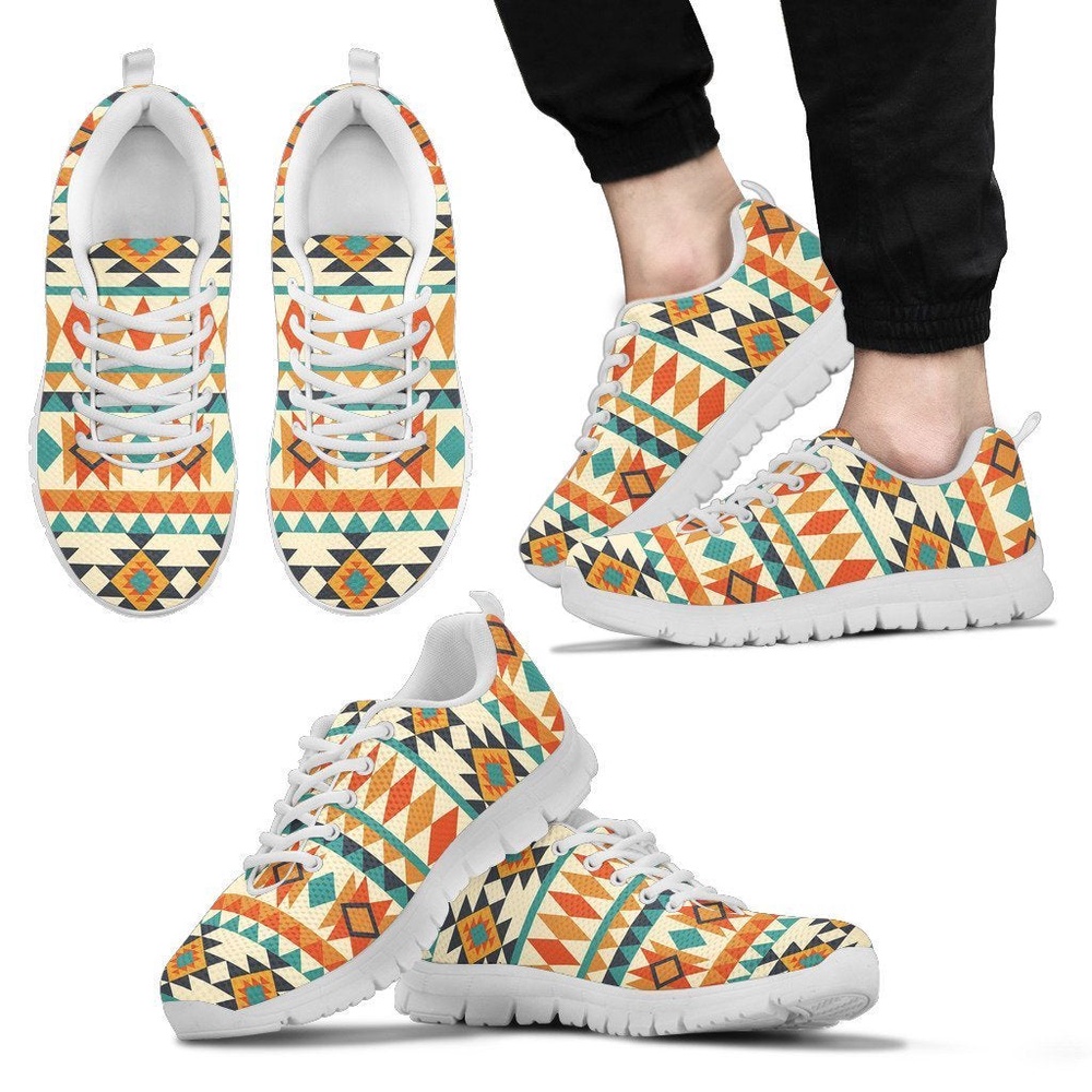 Native American Shoes, Tribal Native American Aztec Indians Navajo Print Men Shoes Sneakers