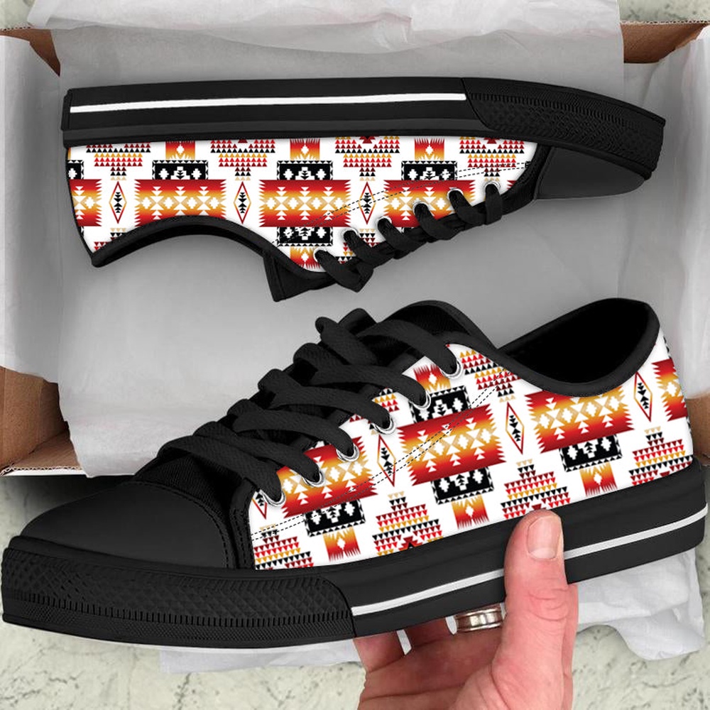 Native American Shoes, White Tribes Pattern Native American Low Top Canvas Shoe, Native American Low Top Shoes Native American Shoes, White Tribes Pattern Native American Low Top Canvas Shoe, Native American Low Top Shoes