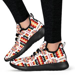 Native American Shoes White Tribes Pattern Native American Mesh Knit Sneakers 2 ramsln.jpg