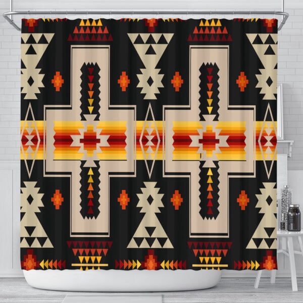 Native American Shower Curtain, Black Native Tribes Pattern Native American Shower Curtain, Designer Shower Curtains