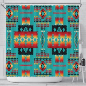 Native American Shower Curtain, Blue Native Tribes…