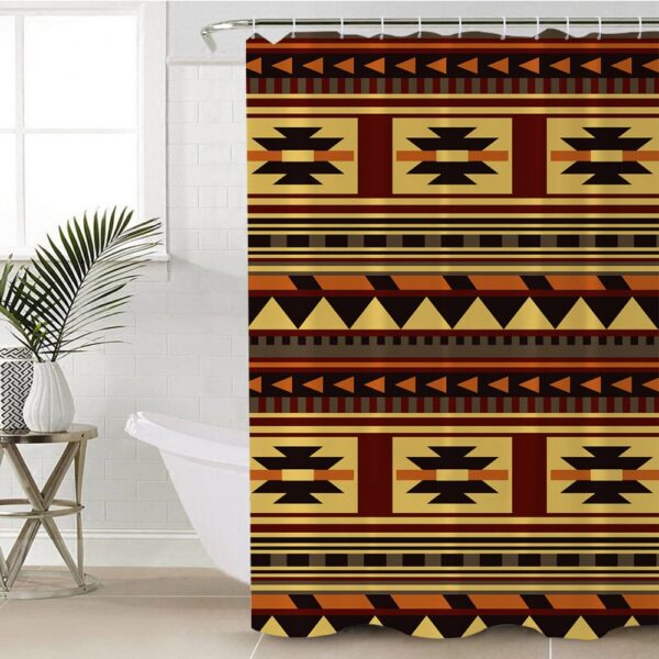 Native American Shower Curtain, Brown Ethnic Pattern Native Shower Curtain, Designer Shower Curtains