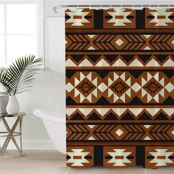 Native American Shower Curtain, Brown Pattern Native Shower Curtain, Designer Shower Curtains