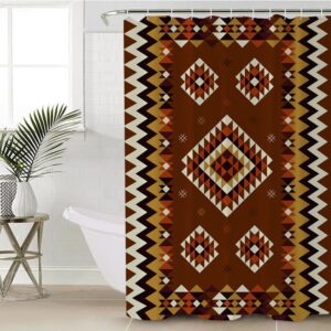 Native American Shower Curtain, Ethnic Geometric Brown…