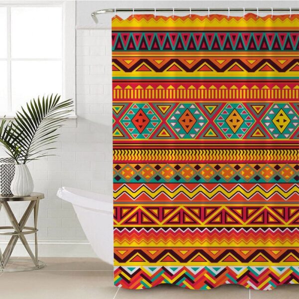 Native American Shower Curtain, Full Color Patter Tribal Shower Curtain, Designer Shower Curtains