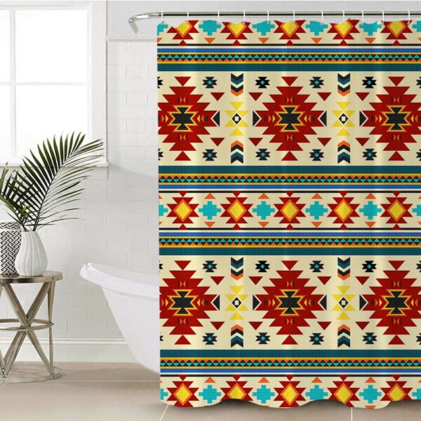 Native American Shower Curtain, Full Color Southwest Pattern Shower Curtain, Designer Shower Curtains