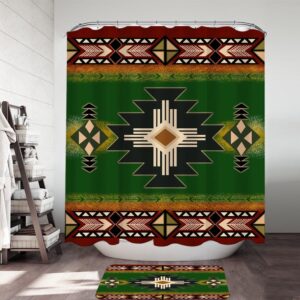 Native American Shower Curtain, Green Tribe Pattern…