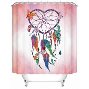 Native American Shower Curtain Heart Dreamcatcher Flower Pink Blue Butterfly Native American Design Shower Curtain Designer Shower Curtains 4 yfyd6r.jpg