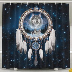 Native American Shower Curtain Indian Catcher Wolf Shower Curtain Fabric Shower Curtain Set Designer Shower Curtains 2 al7ahp.jpg