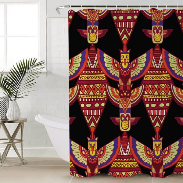 Native American Shower Curtain, Indigenous Ornamental Pattern Shower Curtain, Designer Shower Curtains