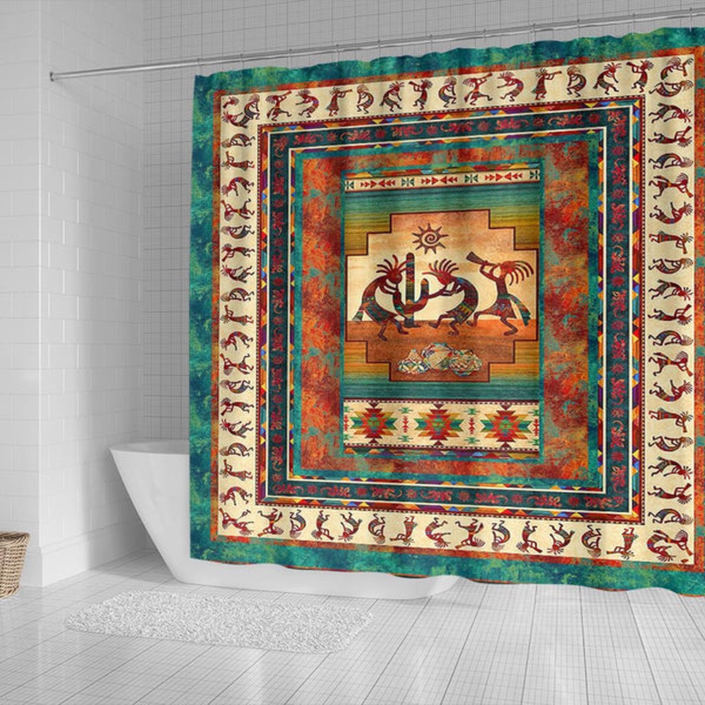 Native American Shower Curtain, Kokopelli Myth Native American Shower Curtain, Designer Shower Curtains