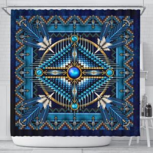 Native American Shower Curtain, Mandala Blue Native…