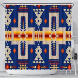 Native American Shower Curtain Navy Native Tribes Pattern Native American Shower Curtain Designer Shower Curtains 2 iirvuk.jpg