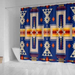 Native American Shower Curtain Navy Native Tribes Pattern Native American Shower Curtain Designer Shower Curtains 3 ybwksf.jpg