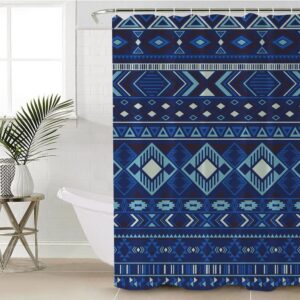 Native American Shower Curtain, Navy Pattern Native…