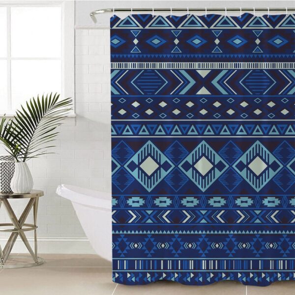 Native American Shower Curtain, Navy Pattern Native Shower Curtain, Designer Shower Curtains