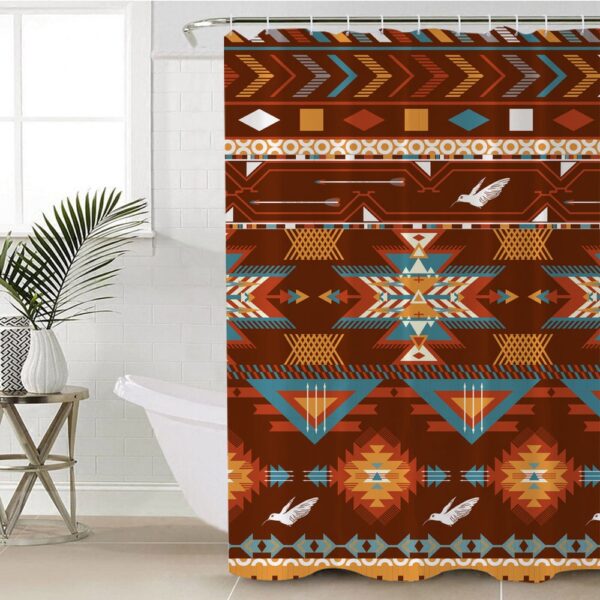 Native American Shower Curtain, Pattern With Birds Shower Curtain, Designer Shower Curtains