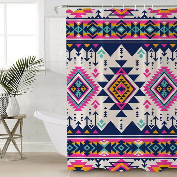 Native American Shower Curtain, Pink Pattern Native American Shower Curtain, Designer Shower Curtains