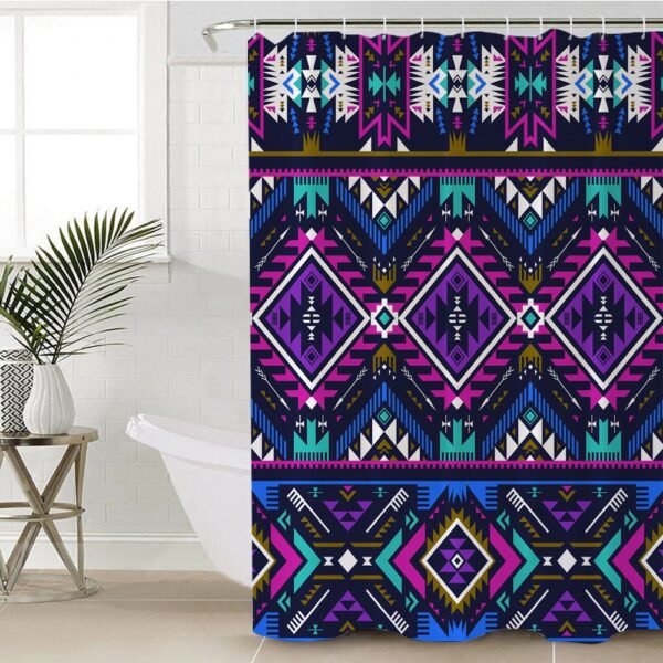 Native American Shower Curtain, Purple Pattern Shower Curtain, Designer Shower Curtains