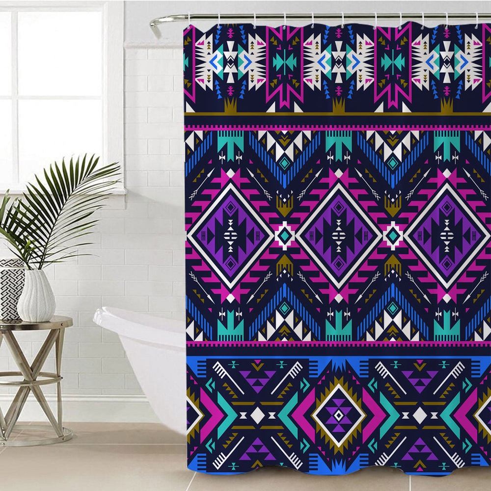 Native American Shower Curtain, Purple Pattern Shower Curtain, Designer Shower Curtains