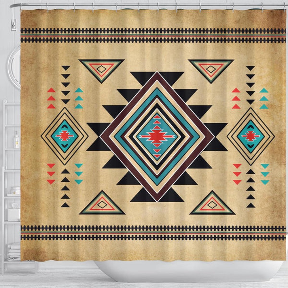 Native American Shower Curtain, Southwest Symbol Native American Shower Curtain, Designer Shower Curtains