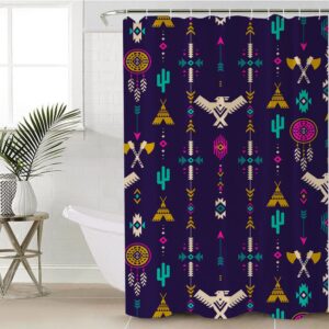 Native American Shower Curtain, Thunderbird Pattern Blue…