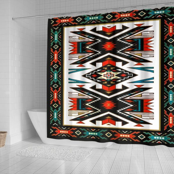 Native American Shower Curtain, Tribal Colorful Pattern Native American Design Shower Curtain, Designer Shower Curtains